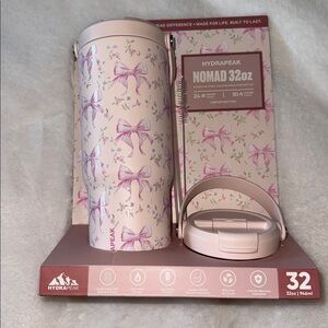 HYDRAPEAK Nomad Pink 32‎ Ounce Pink Bow/Ribbon Stainless Steel Insulated Tumbler